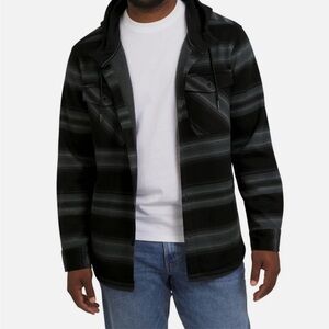 Men's Black and Gray Hooded  Shirt Jacket